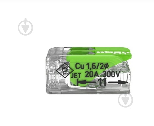 Клема швидкого монтажу на 2 провідники з важелями WAGO 221-422 0,2-4 мм² Green Range зелений 22-2622У-W - фото 2