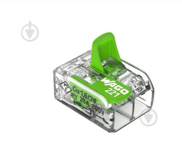 Клема швидкого монтажу на 2 провідники з важелями WAGO 221-422 0,2-4 мм² Green Range зелений 22-2622У-W - фото 3