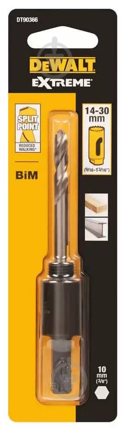 Тримач DeWalt для біметалевих коронок хвостовик 10 мм, діаметром 14-30 мм DT90366 - фото 1