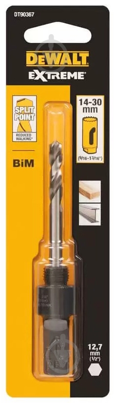 Тримач DeWalt для біметалевих коронок хвостовик 12,7 мм, діаметром 14-30 мм DT90367 - фото 1