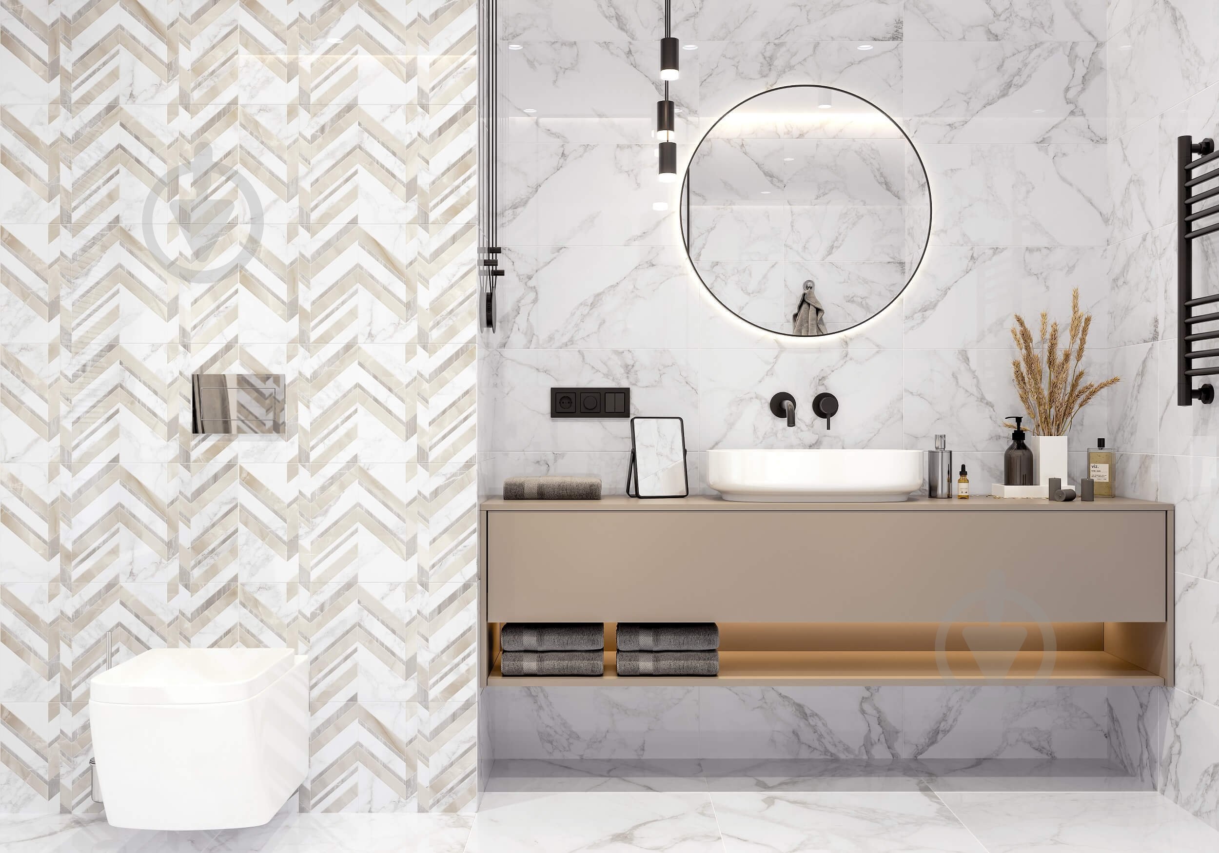 Плитка Golden Tile Marmo Bianco Chevron white G70151 30х60 см - фото 3