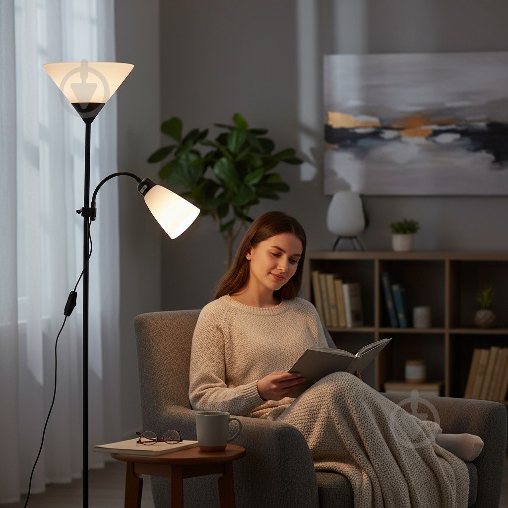 Торшер Sensio Monte-Carlo 60 Вт E27 черный с белым ALPL-TN028BL - фото 13