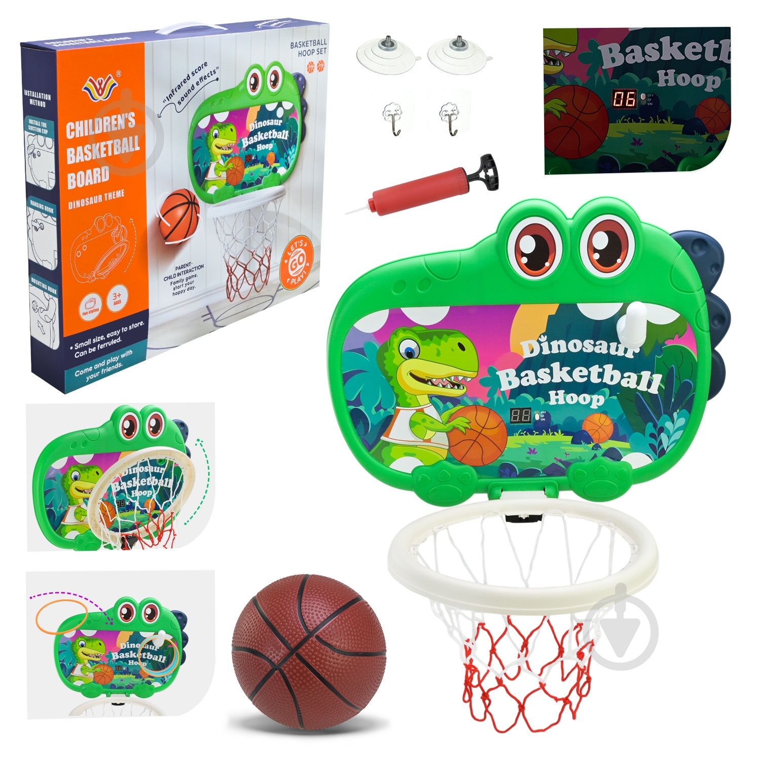 Игровой набор для баскетбола Shantou Динозавр 777-407A - фото 1 Игровой набор для баскетбола Shantou Динозавр 777-407A - фото 1