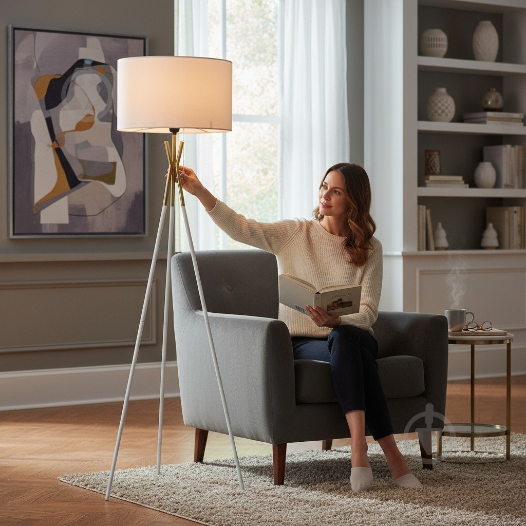 Торшер Sensio Tourelles 40 Вт E27 белый/золото ALPL-TN137F-W - фото 5