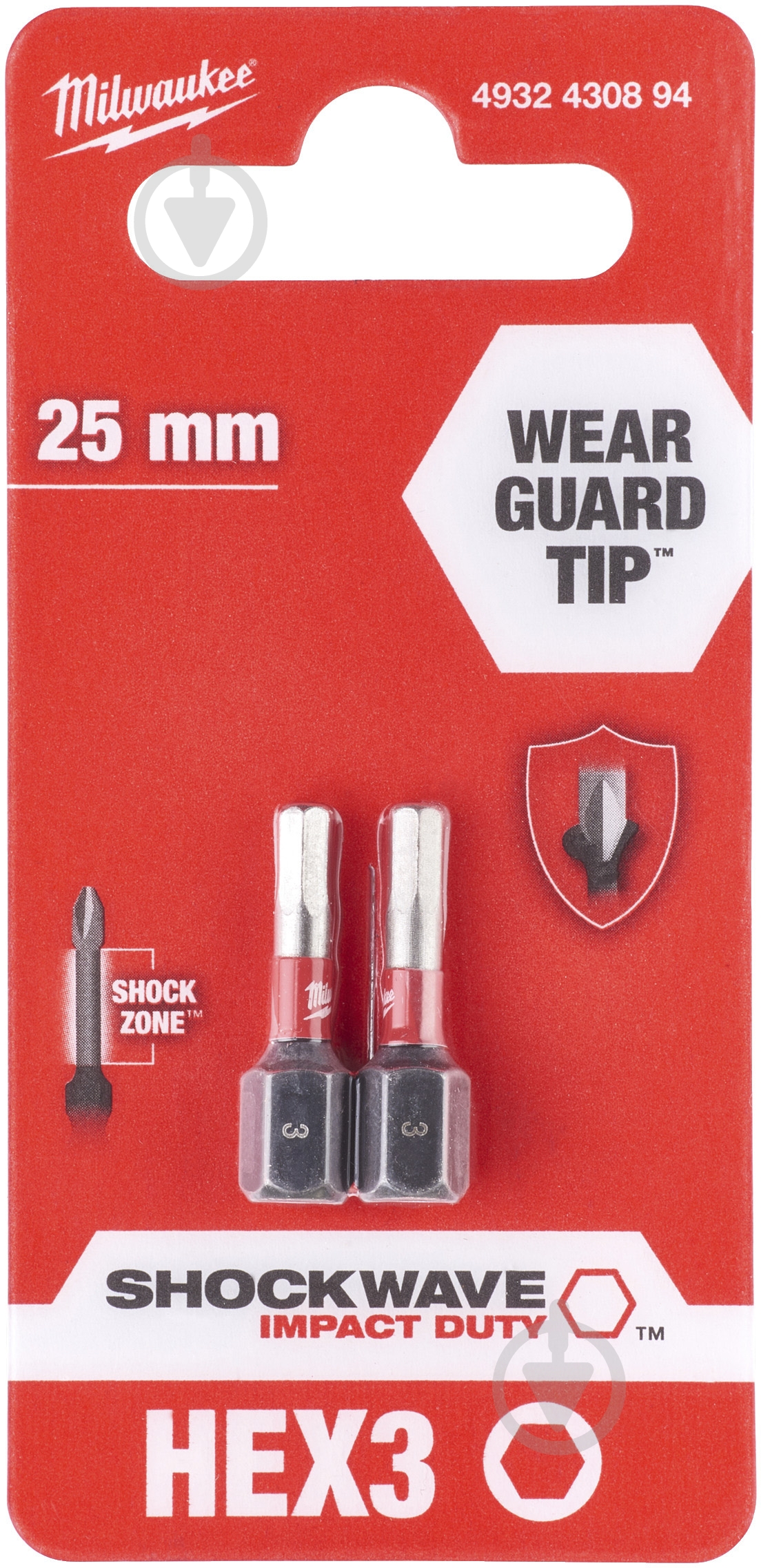 Бита Milwaukee HEX 2 шт. 4932430894 - фото 1 Бита Milwaukee HEX 2 шт. 4932430894 - фото 1