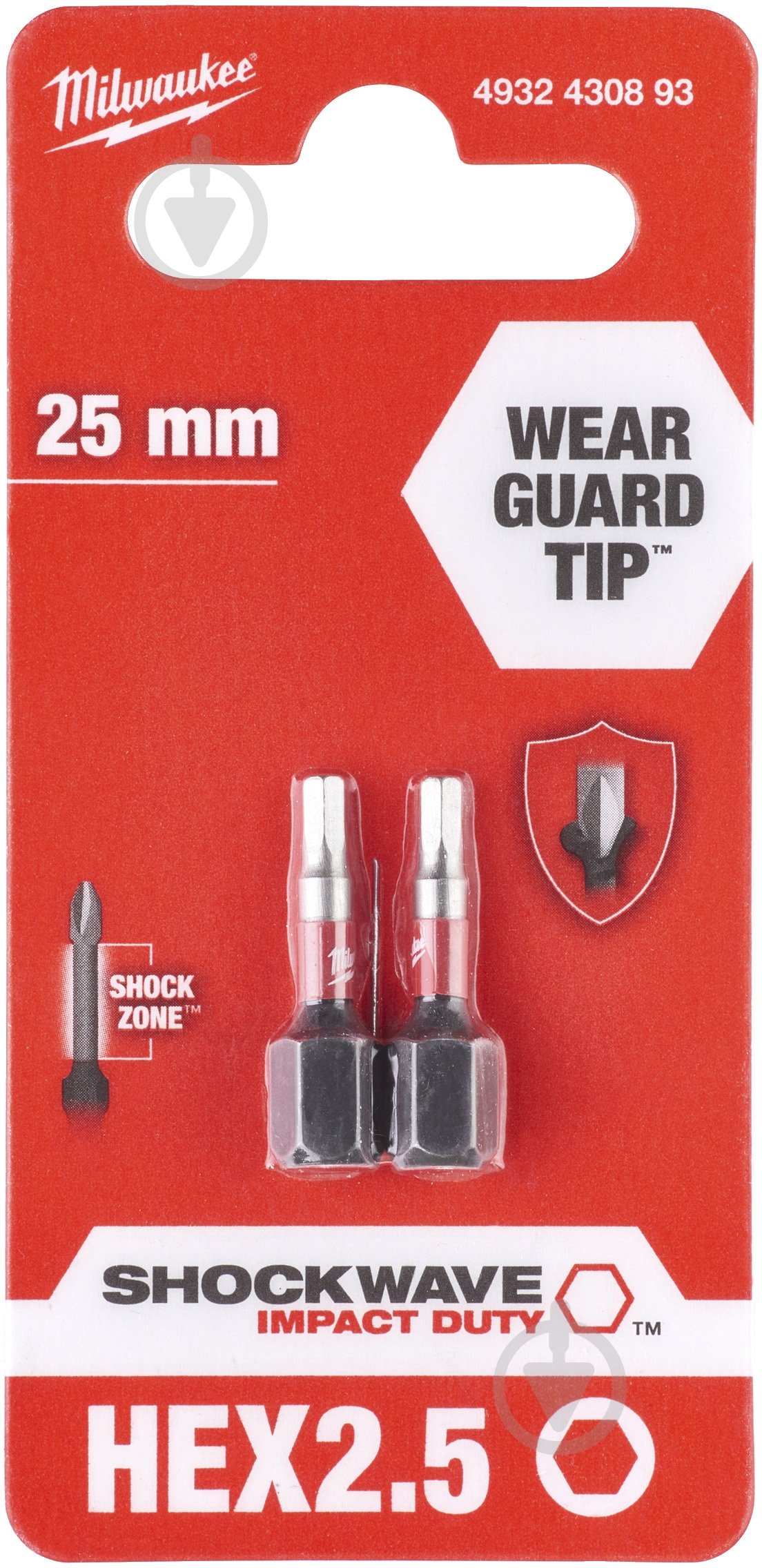 Бита Milwaukee HEX 2 шт. 4932430893 - фото 1