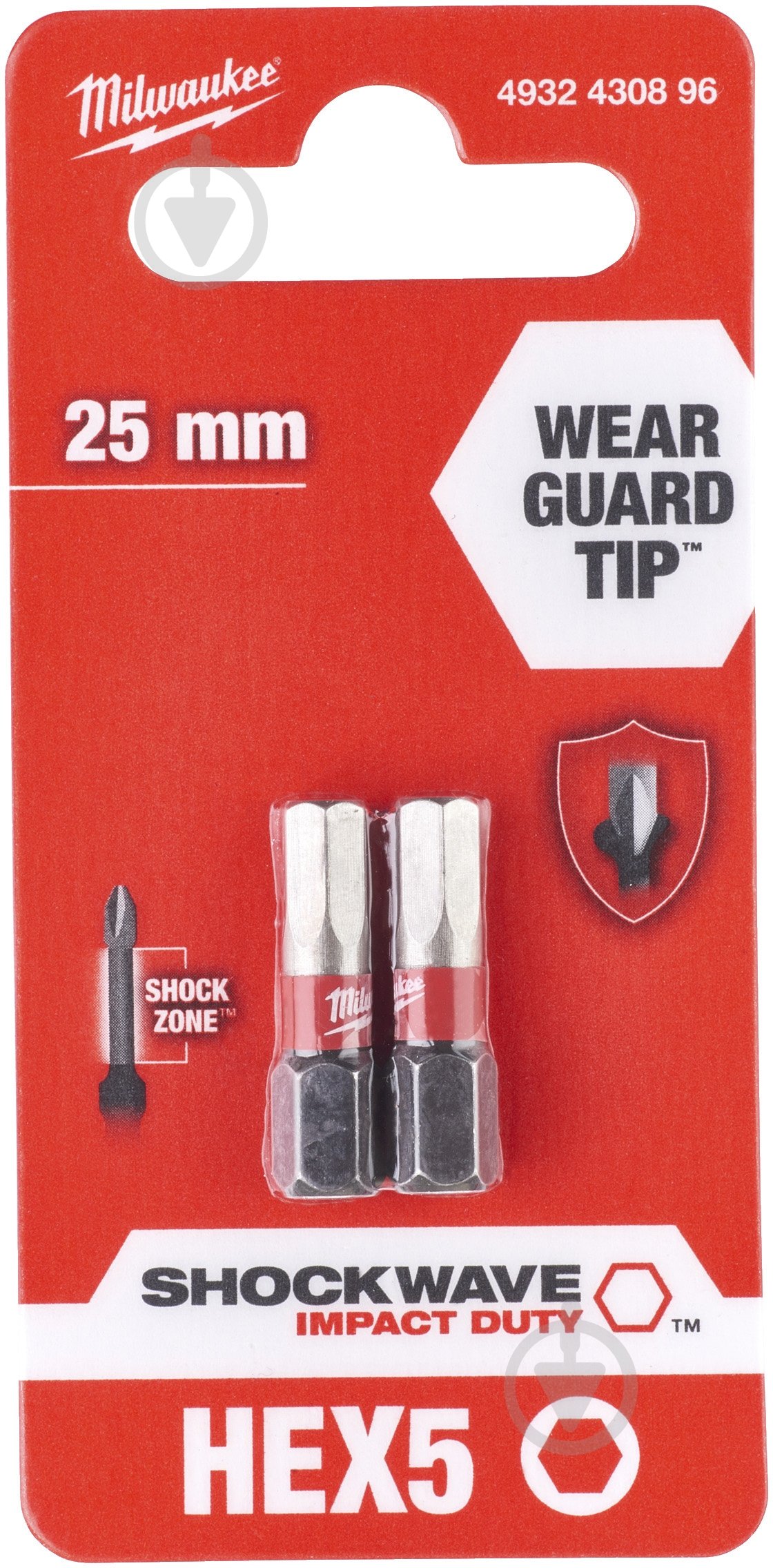 Бита Milwaukee HEX 2 шт. 4932430896 - фото 1 Бита Milwaukee HEX 2 шт. 4932430896 - фото 1