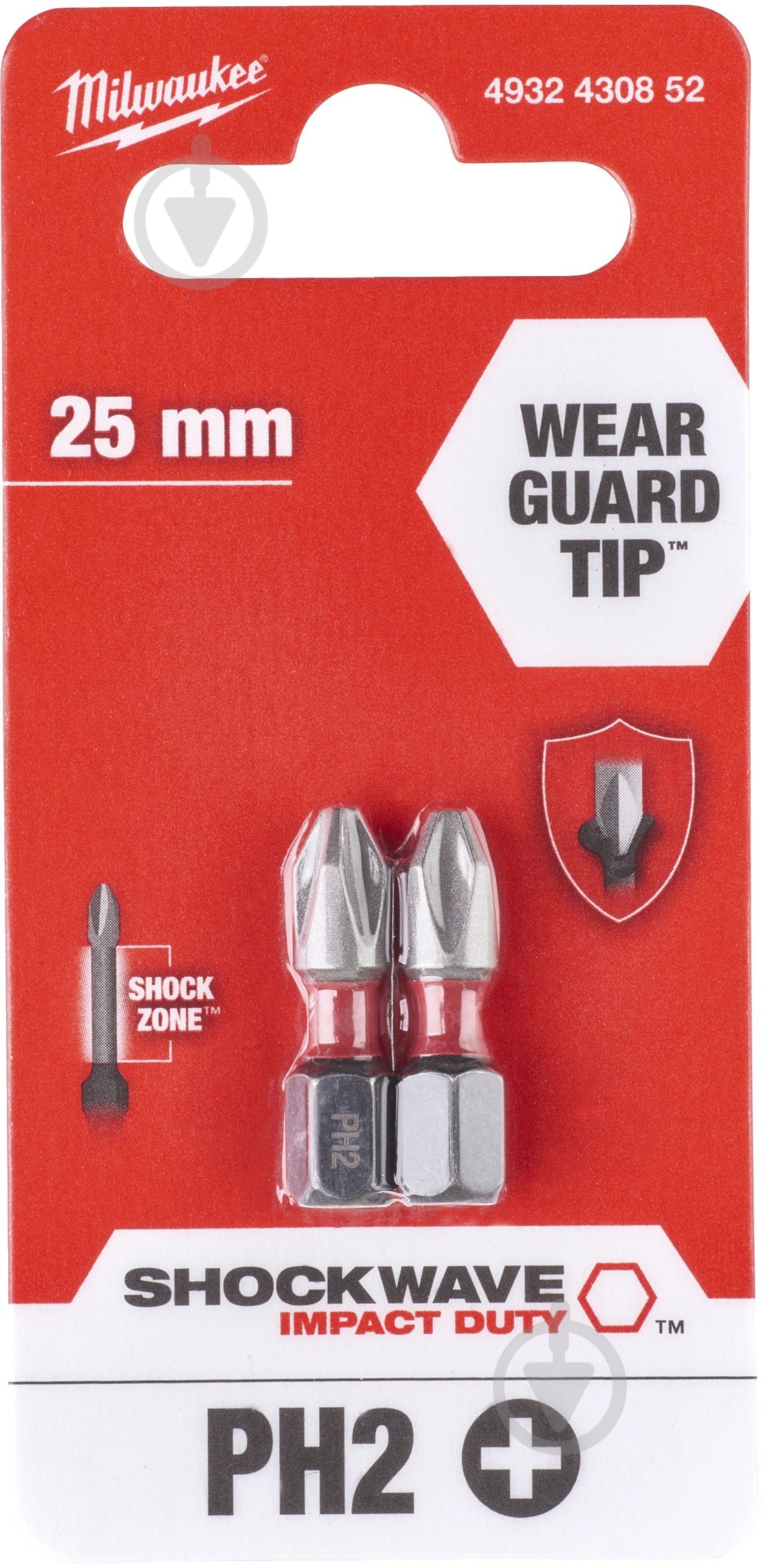 Бита Milwaukee PH2 2 шт. 4932430852 - фото 1 Бита Milwaukee PH2 2 шт. 4932430852 - фото 1