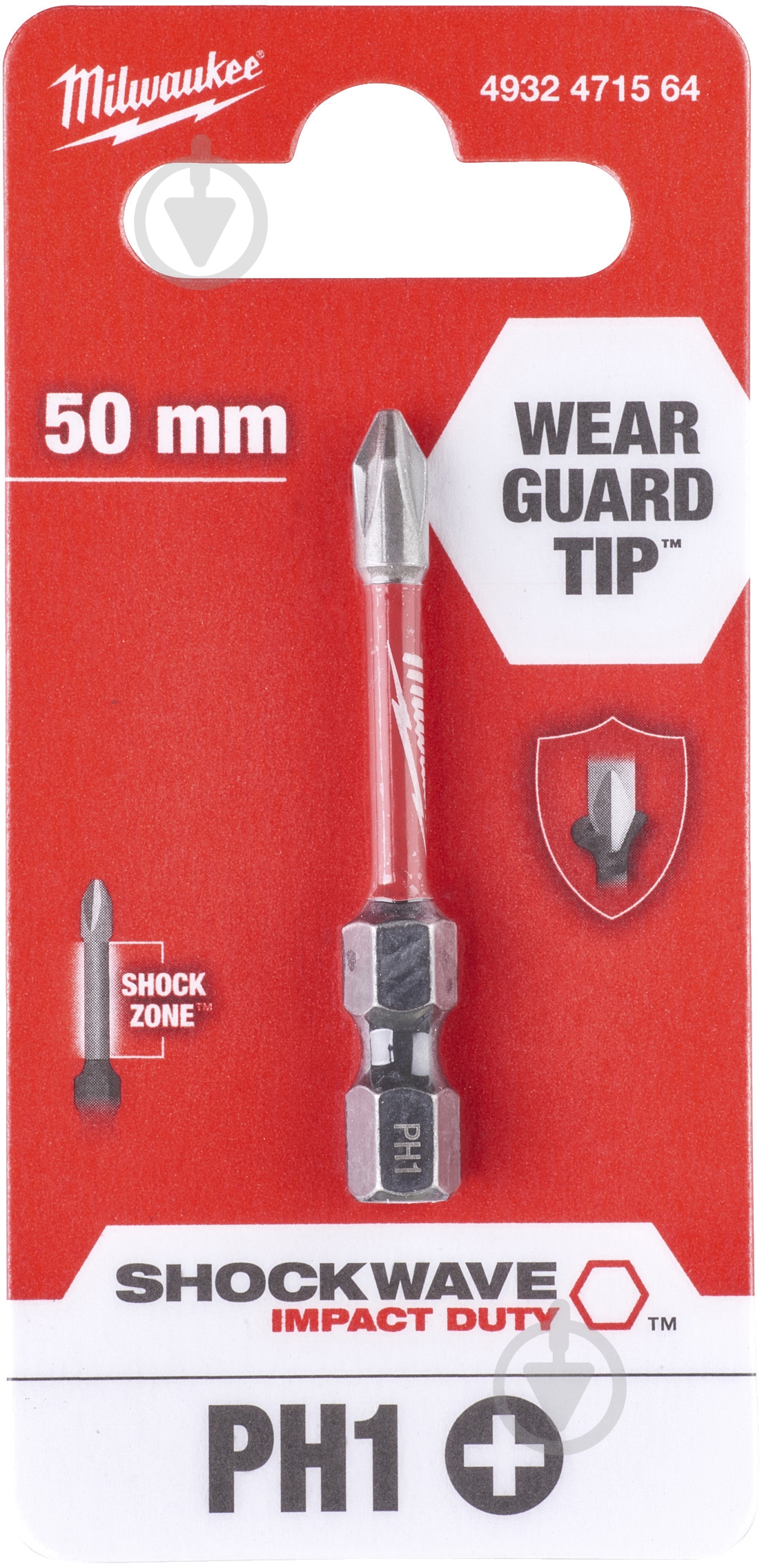 Бита Milwaukee PH1 1 шт. 4932471564 - фото 1 Бита Milwaukee PH1 1 шт. 4932471564 - фото 1