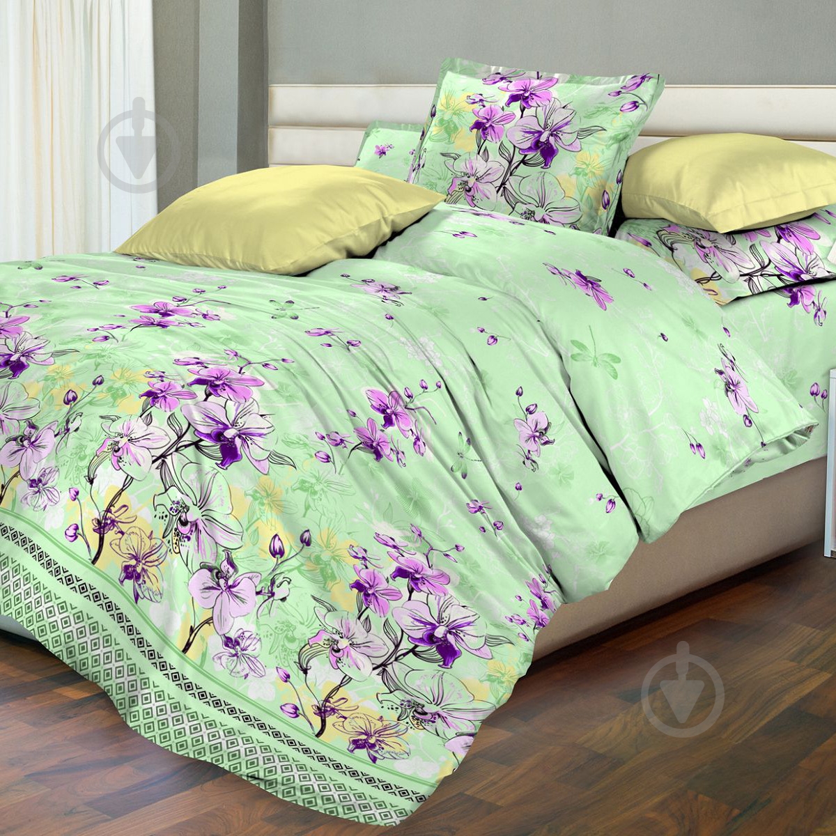 Комплект постельного белья Семейный зеленый Ecotton - фото 1