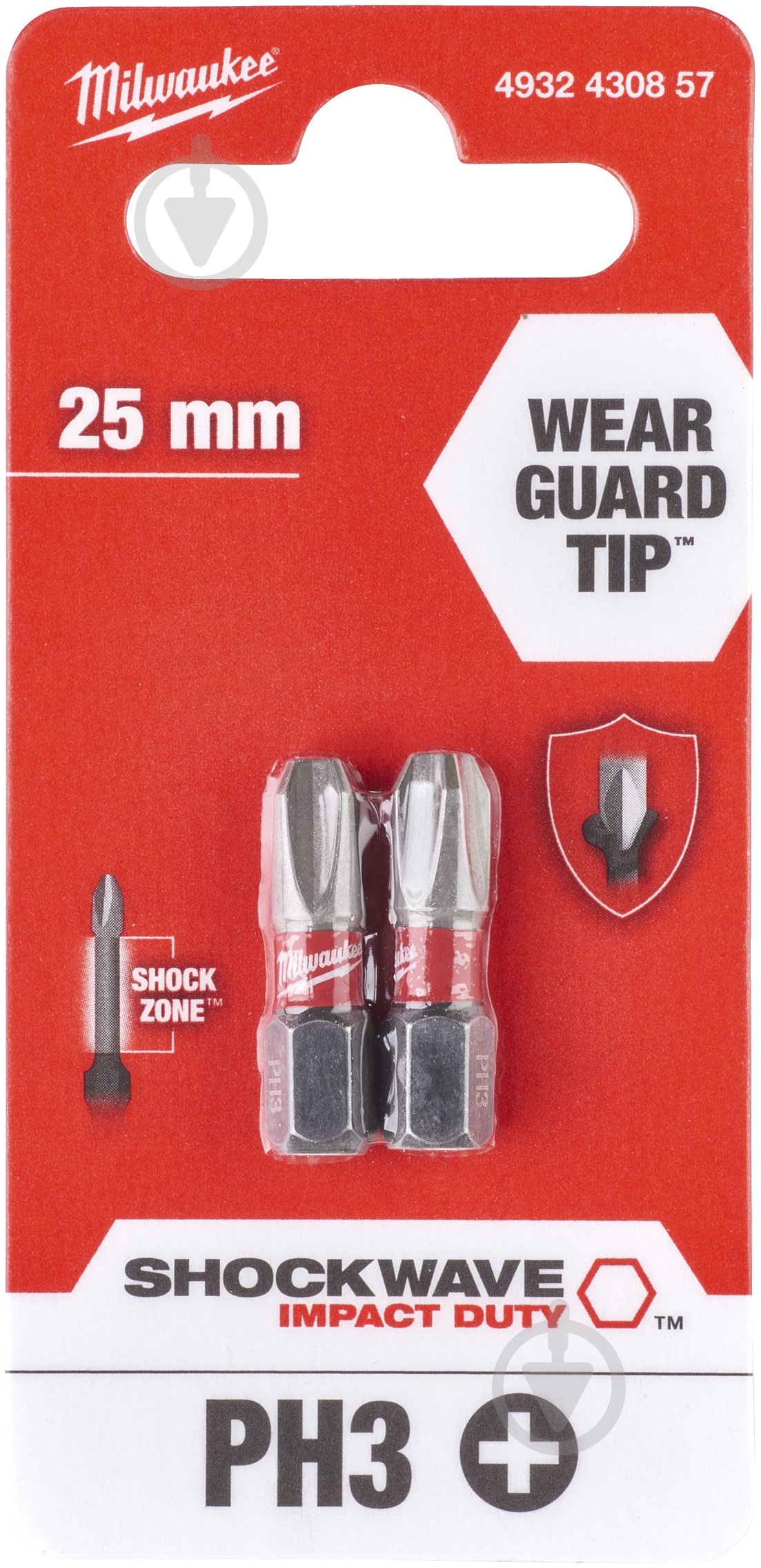 Бита Milwaukee PH3 2 шт. 4932430857 - фото 1 Бита Milwaukee PH3 2 шт. 4932430857 - фото 1