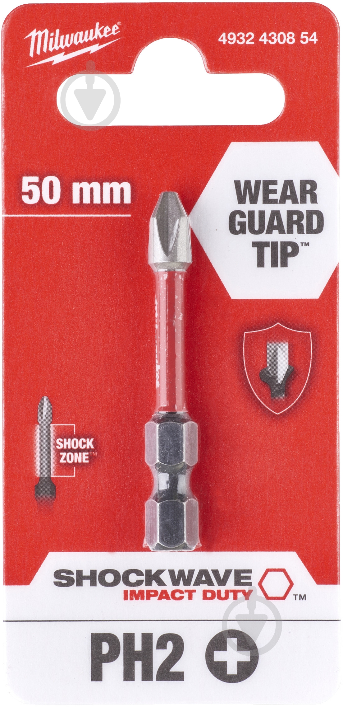 Бита Milwaukee PH2 1 шт. 4932430854 - фото 1 Бита Milwaukee PH2 1 шт. 4932430854 - фото 1