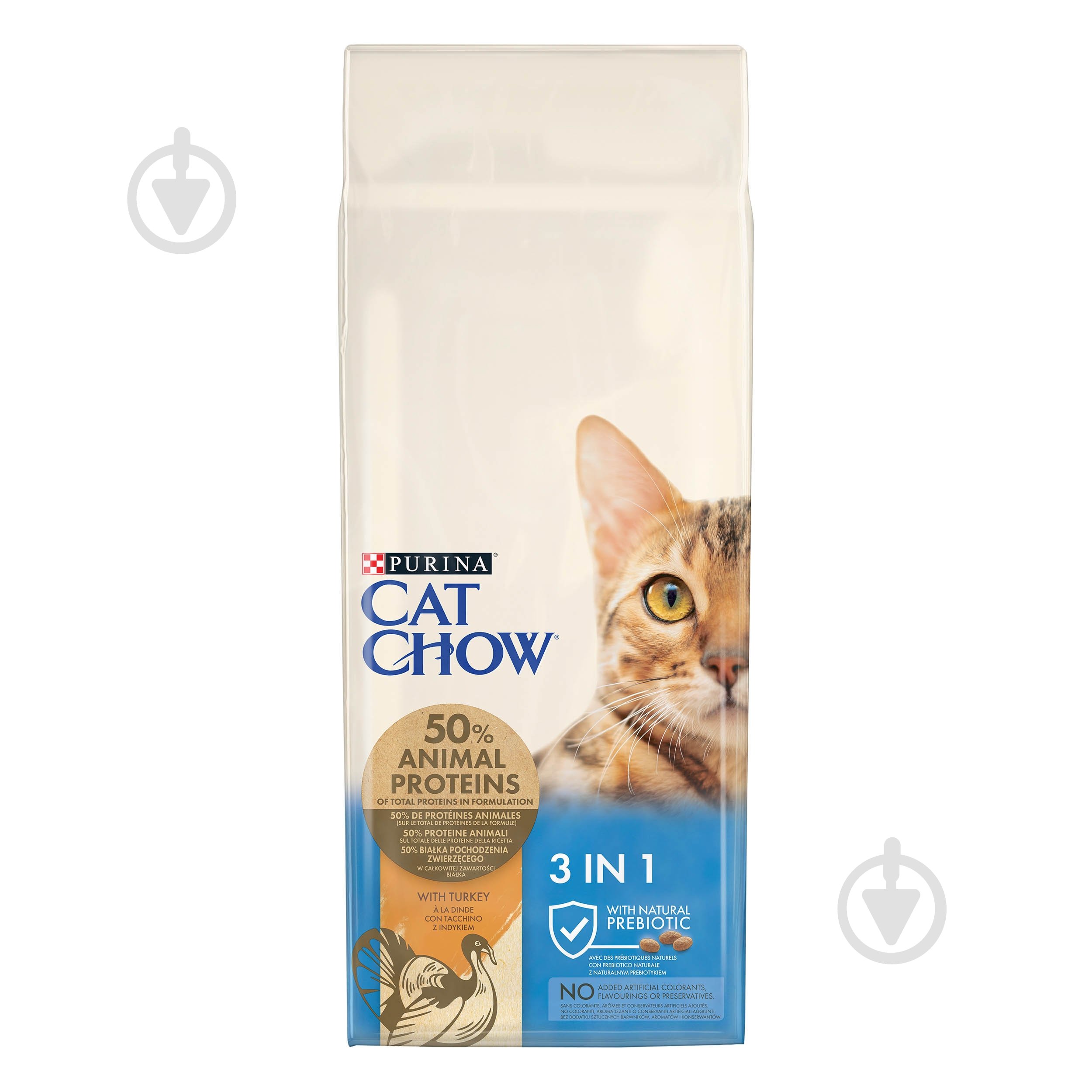 Корм сухой для котов Cat Chow by Purina Feline 3 в 1 с индейкой 15 кг - фото 1 Корм сухой для котов Cat Chow by Purina Feline 3 в 1 с индейкой 15 кг - фото 1