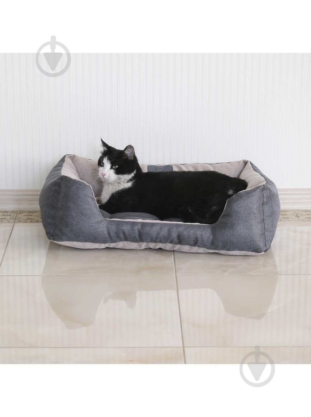 Лежак FX home Mальмо 60х40х18 см, бежево-сірий - фото 2 Лежак FX home Mальмо 60х40х18 см, бежево-сірий - фото 2