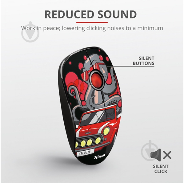 Мышь Trust Sketch Silent Click Wireless Red (23336) black/red (23336) - фото 8
