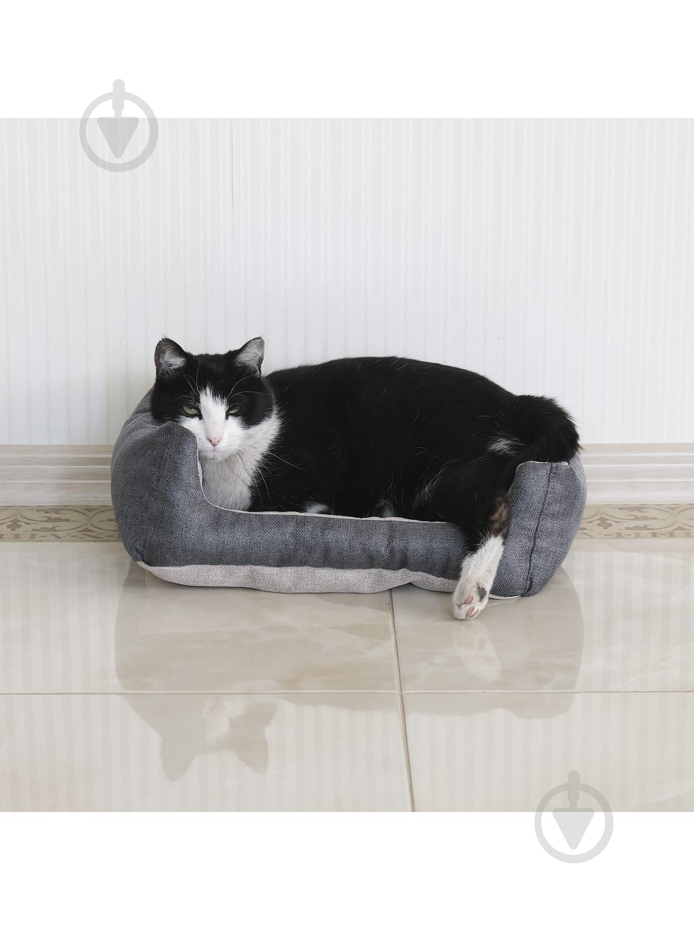 Лежак FX home Mальмо 40х30х12 см, бежево-сірий - фото 2 Лежак FX home Mальмо 40х30х12 см, бежево-сірий - фото 2