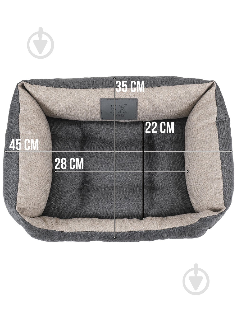 Лежак FX home Mальмо 40х30х12 см, бежево-сірий - фото 4 Лежак FX home Mальмо 40х30х12 см, бежево-сірий - фото 4