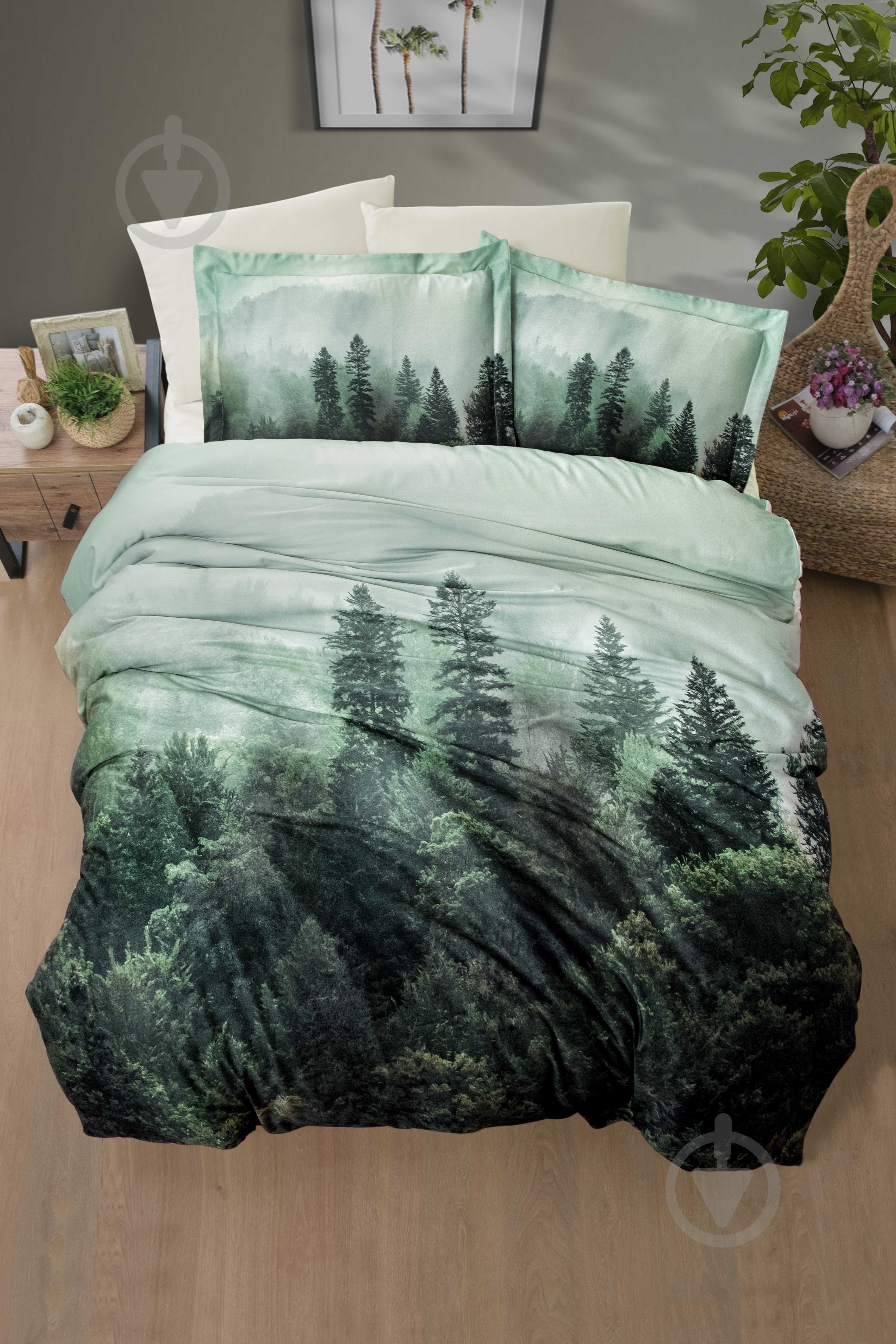 Комплект постільної білизни Forest 2 зелений La Nuit - фото 1 Комплект постільної білизни Forest 2 зелений La Nuit - фото 1