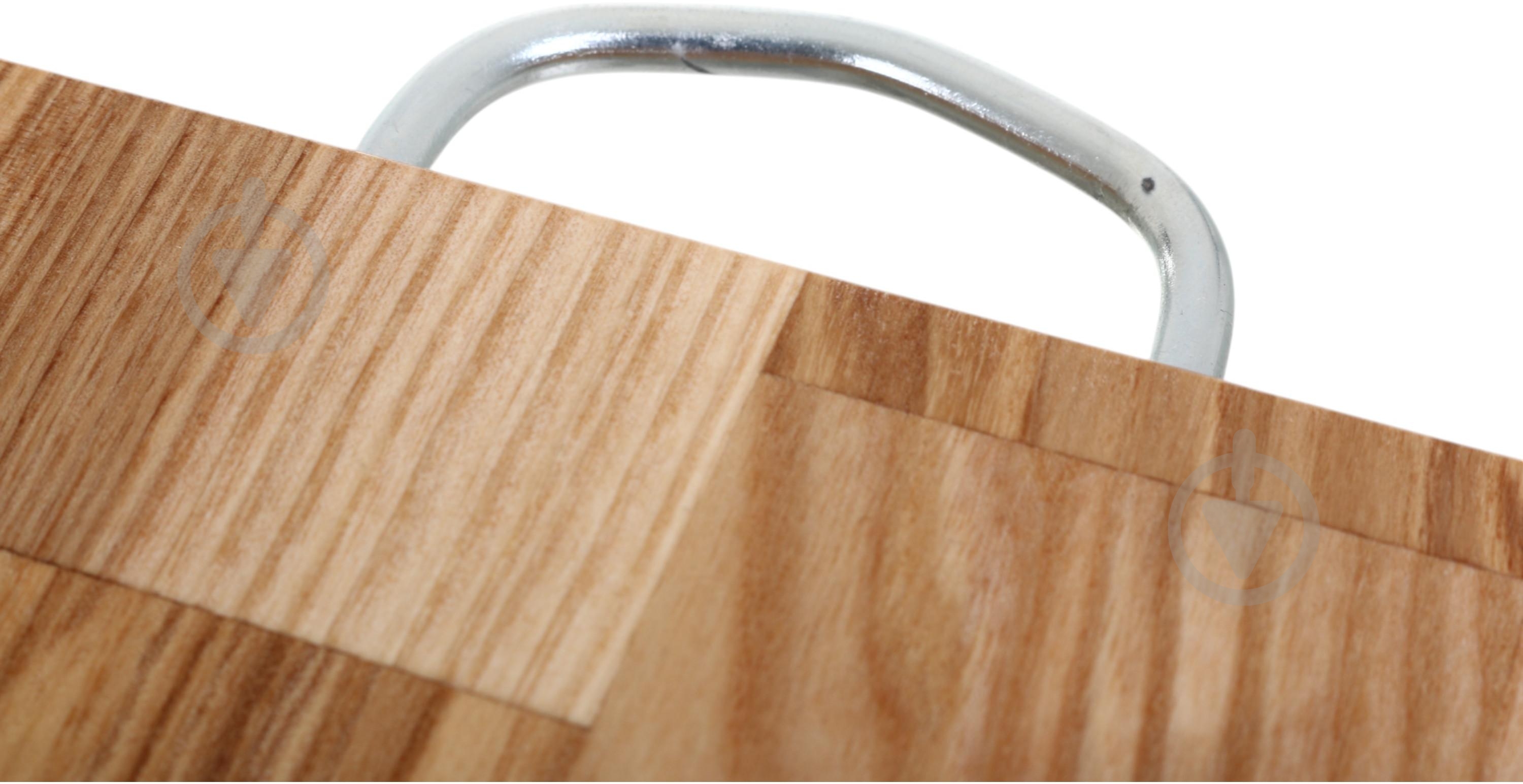 Доска кухонная Flamberg прямоугольная с металлической ручкой 28х19х1,6 см ясень - фото 3