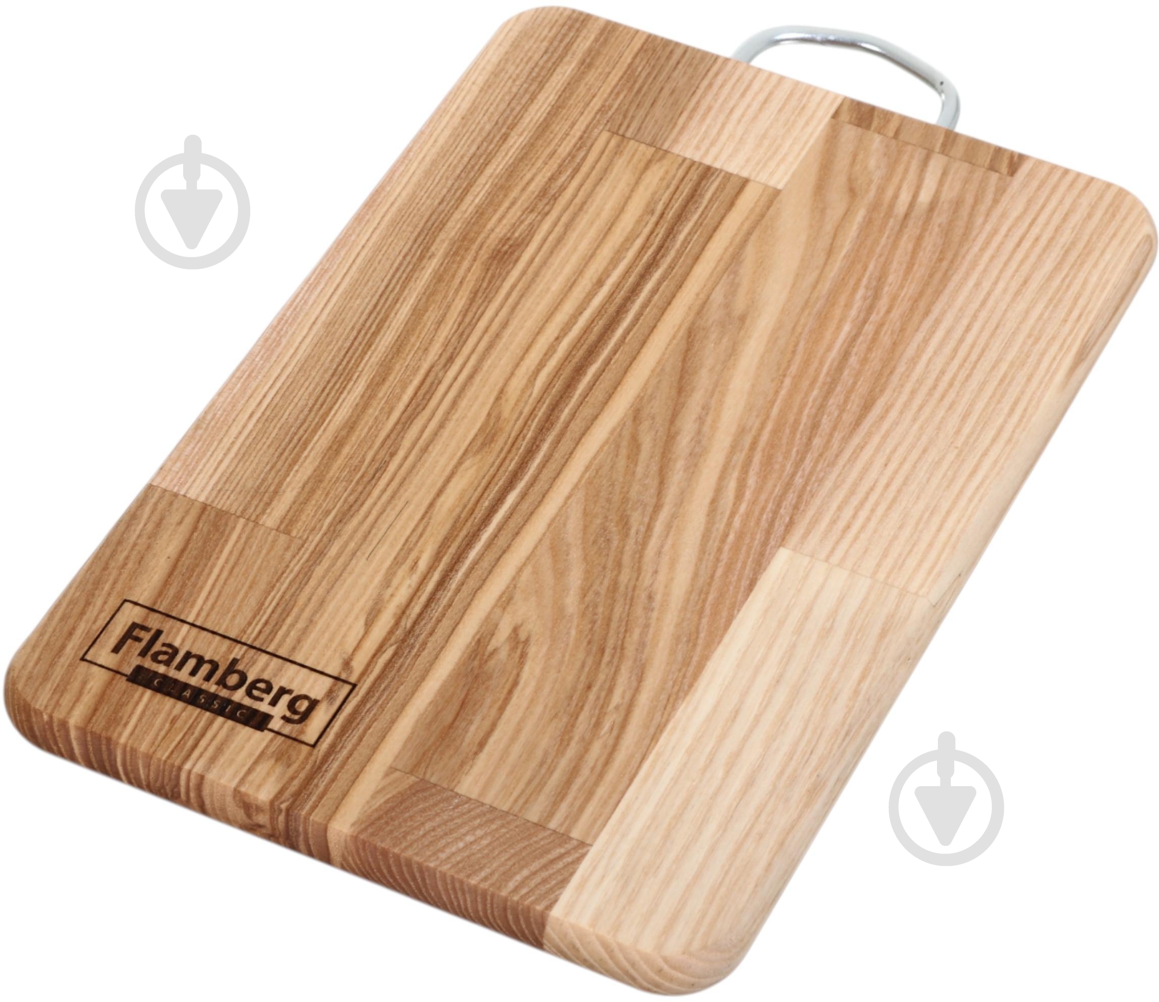 Доска кухонная Flamberg прямоугольная с металлической ручкой 28х19х1,6 см ясень - фото 2