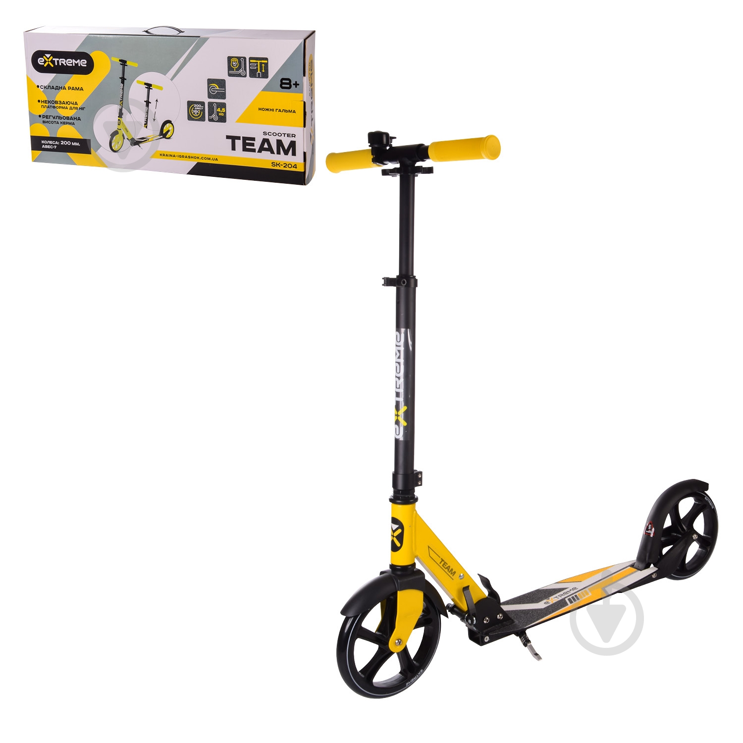 Самокат Extreme Motion Team желтый SK204 YELLOW - фото 1 Самокат Extreme Motion Team желтый SK204 YELLOW - фото 1