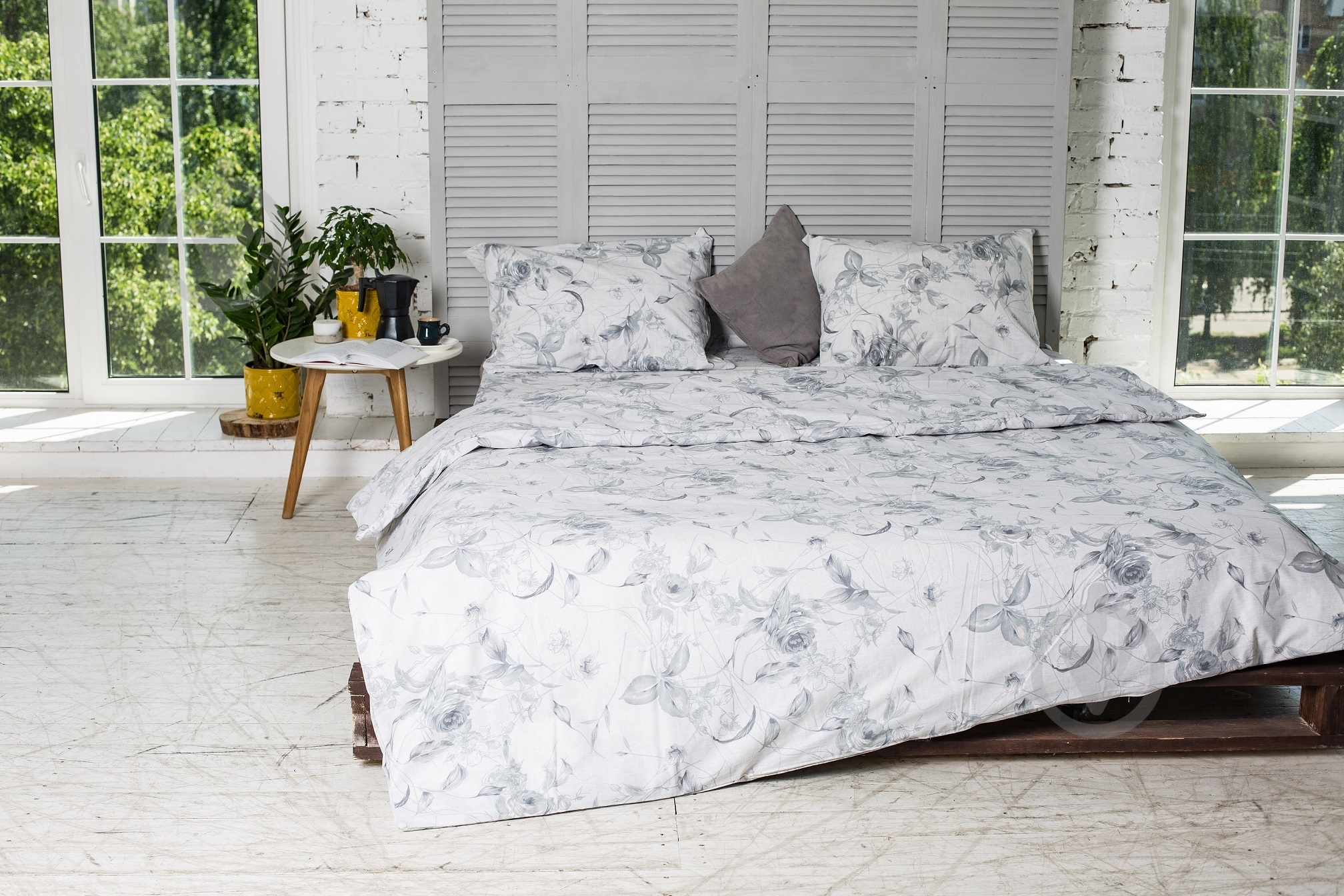 Комплект постельного белья 2.0 Евро Нежность серый Ecotton - фото 1