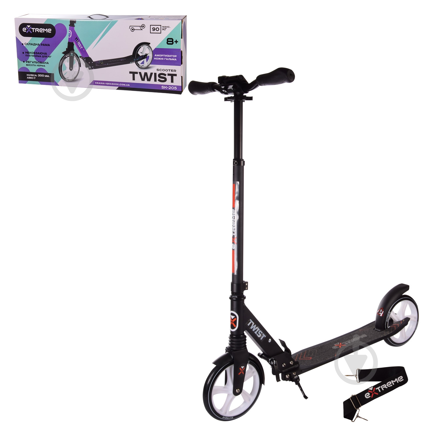 Самокат Extreme Motion Twist черный SK205 BLACK - фото 1