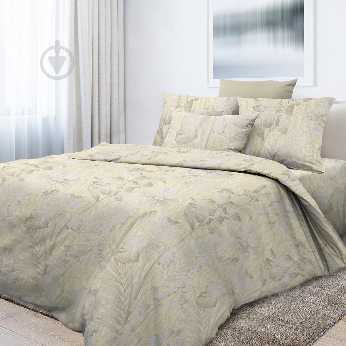 Комплект постельного белья 2.0 Евро Янтарный белый бежевый Ecotton - фото 1