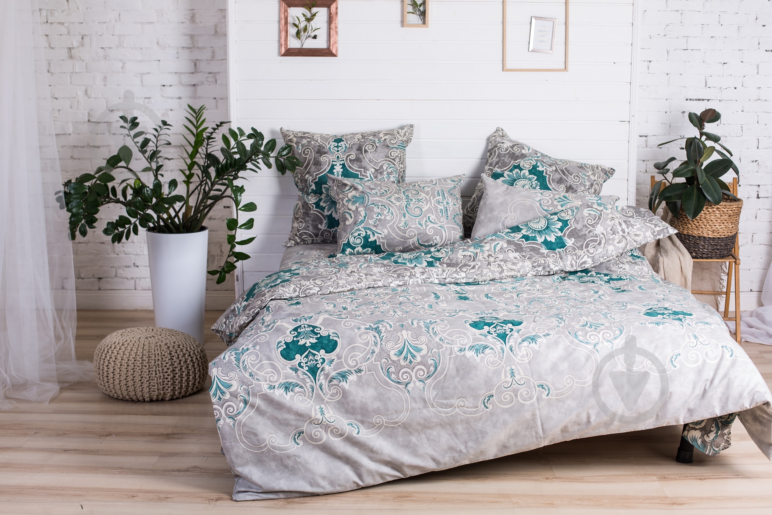 Комплект постельного белья 2.0 Евро Валенсия серый Ecotton - фото 1