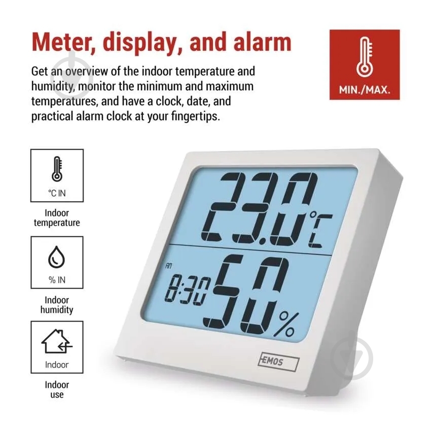 Термометр-гігрометр Emos E0114N цифровий - фото 3 Термометр-гігрометр Emos E0114N цифровий - фото 3