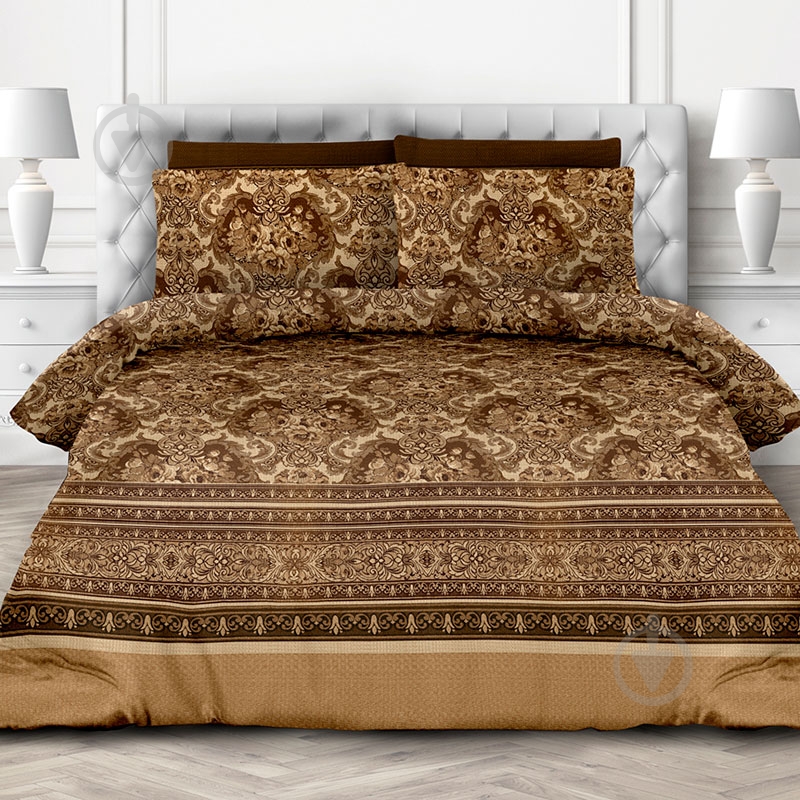 Комплект постельного белья 2.0 Евро Династия коричневый Ecotton - фото 1