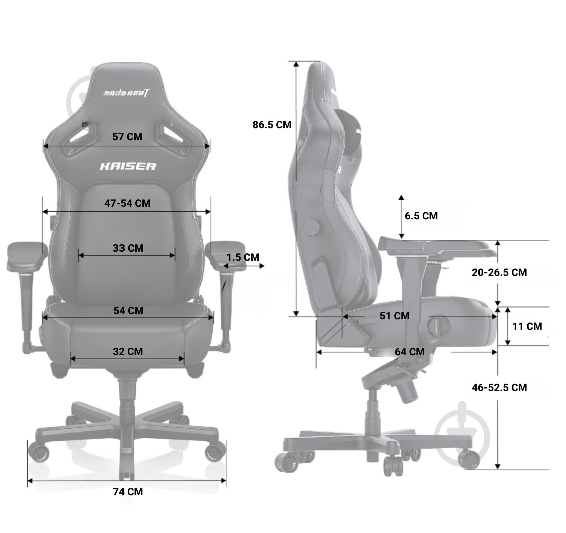 Крісло ігрове Anda Seat Kaiser 4 Size L White Premium PVC білий - фото 11