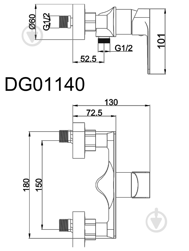 Смеситель для душа AiM хром DG01140 chrome - фото 2