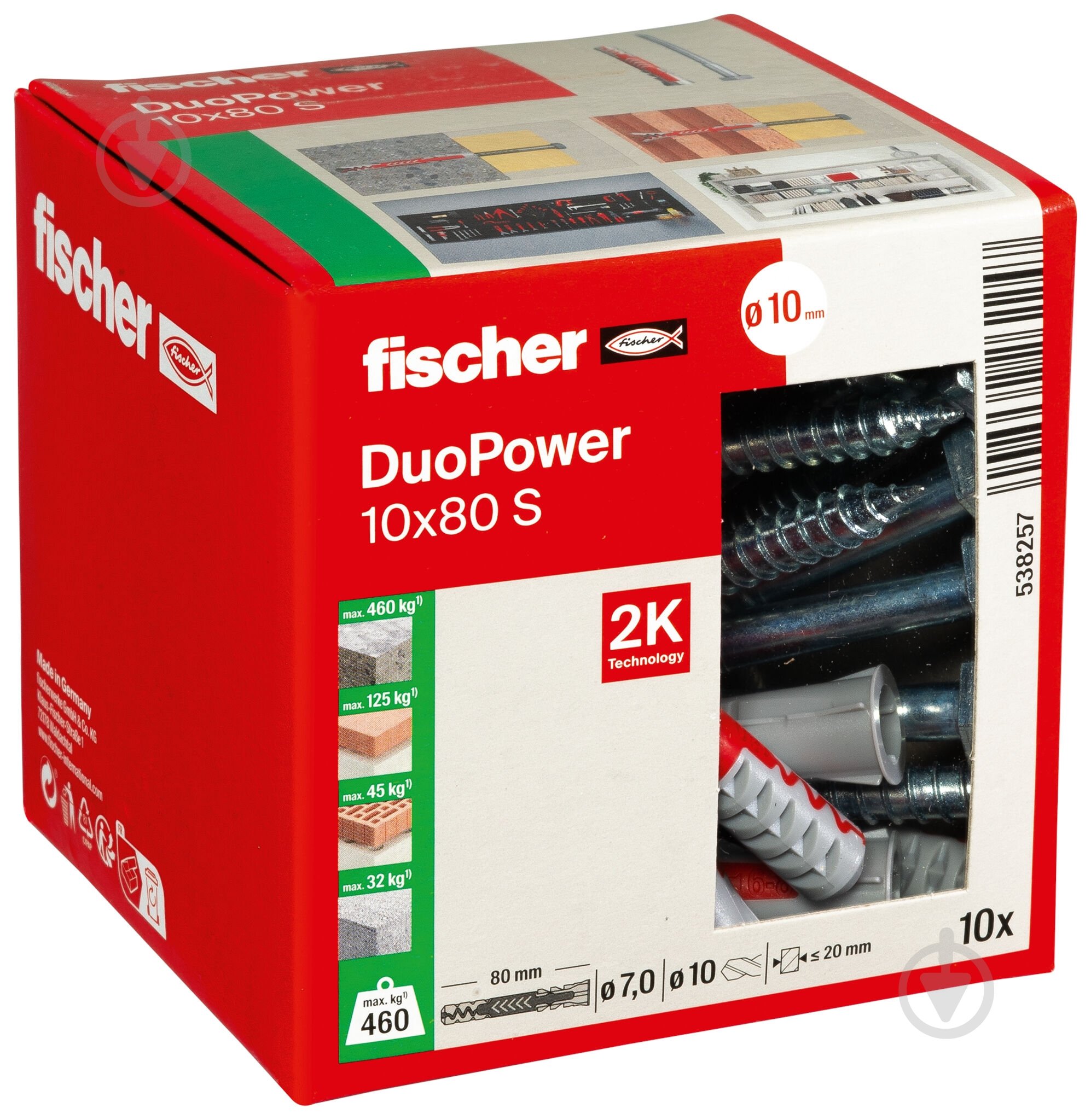 Дюбель универсальный DUOPOWER с шурупом fischer 10x80 мм 10 шт. (538257) - фото 4 Дюбель универсальный DUOPOWER с шурупом fischer 10x80 мм 10 шт. (538257) - фото 4