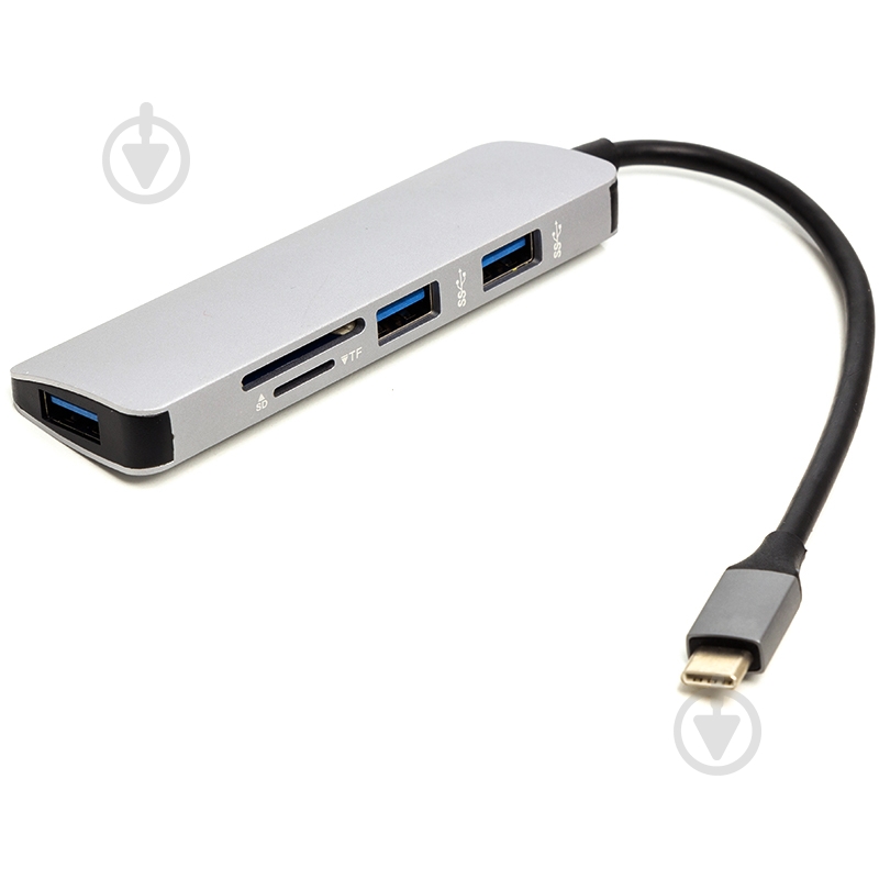 USB-хаб PowerPlant USB Type-C – 3xUSB 3.0 Ports + TF/SD Card Reader - фото 1 USB-хаб PowerPlant USB Type-C – 3xUSB 3.0 Ports + TF/SD Card Reader - фото 1