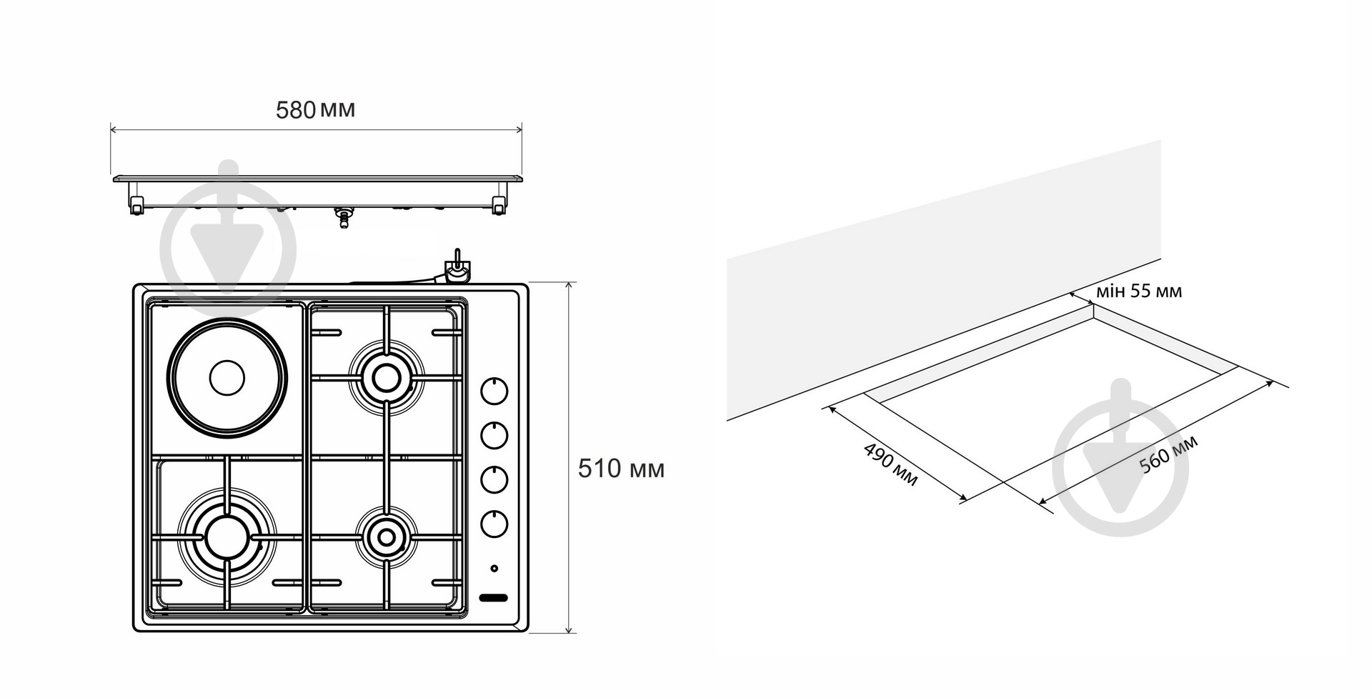 Варочная поверхность комбинированная Eleyus UNO 60 IS H1 EF - фото 3