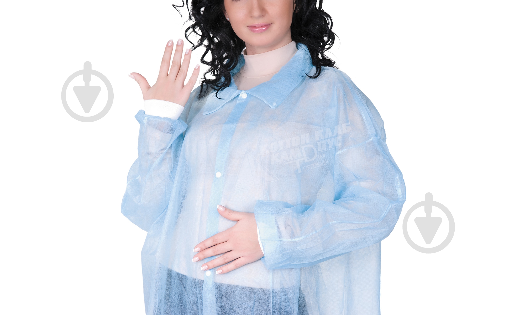 Халат №10 для відвідувача на кнопках (115х150 см) р. L блакитний - фото 1 Халат №10 для відвідувача на кнопках (115х150 см) р. L блакитний - фото 1