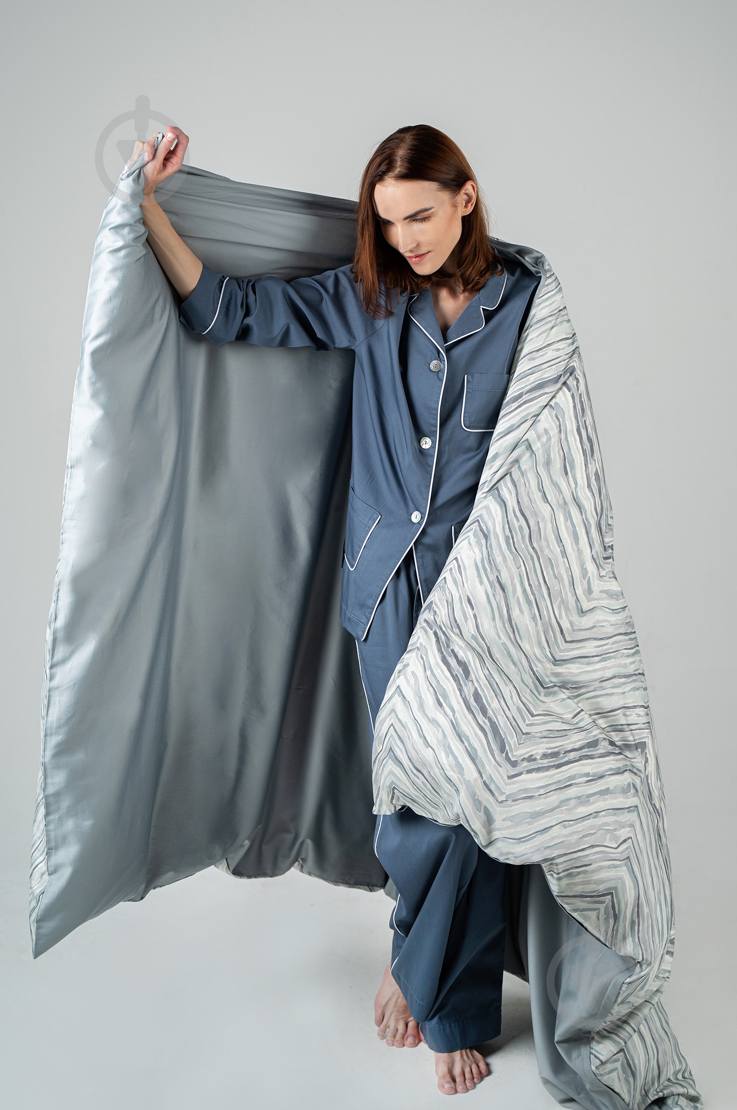 Комплект постельного белья Novel Dunes семейный голубой с рисунком Decoflux - фото 5 Комплект постельного белья Novel Dunes семейный голубой с рисунком Decoflux - фото 5