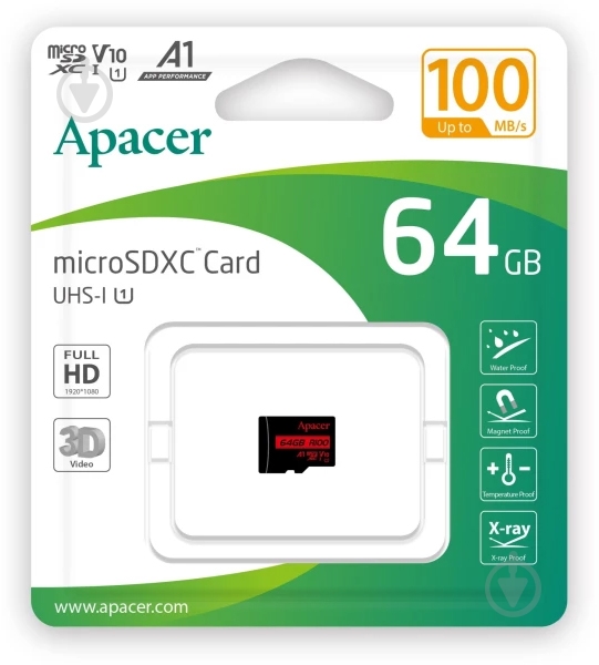 Карта памяти Apacer microSD 64 ГБ Class 10 (AP64GMCSX10UB-RA ) - фото 2