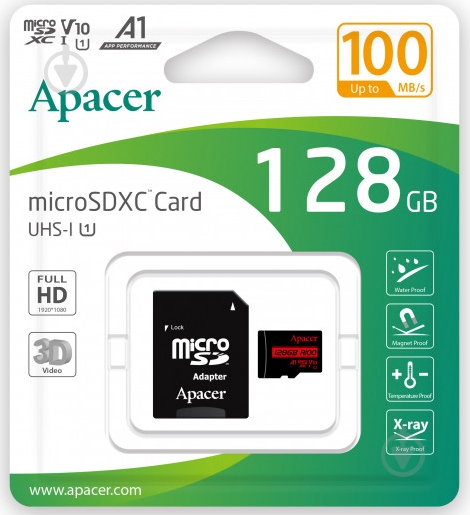 Карта памяти Apacer microSD 128 ГБ Class 10 (AP128GMCSX10UB-R ) + SD adapter - фото 2