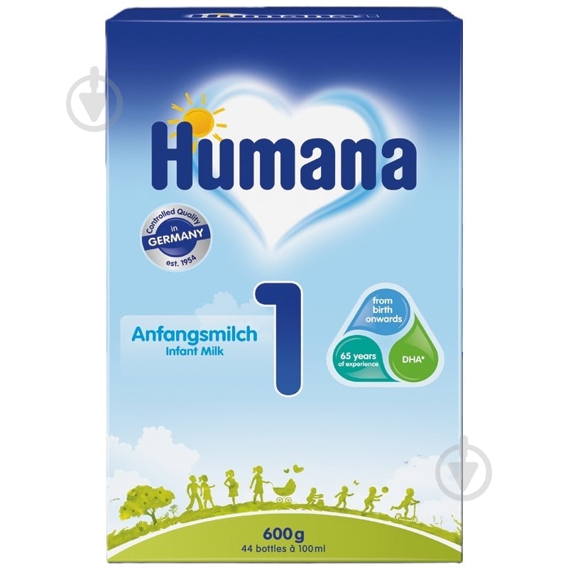 Сухая молочная смесь Humana 1 с пребиотиками галактоолигосахаридами 600 гр 4031244761125 - фото 1