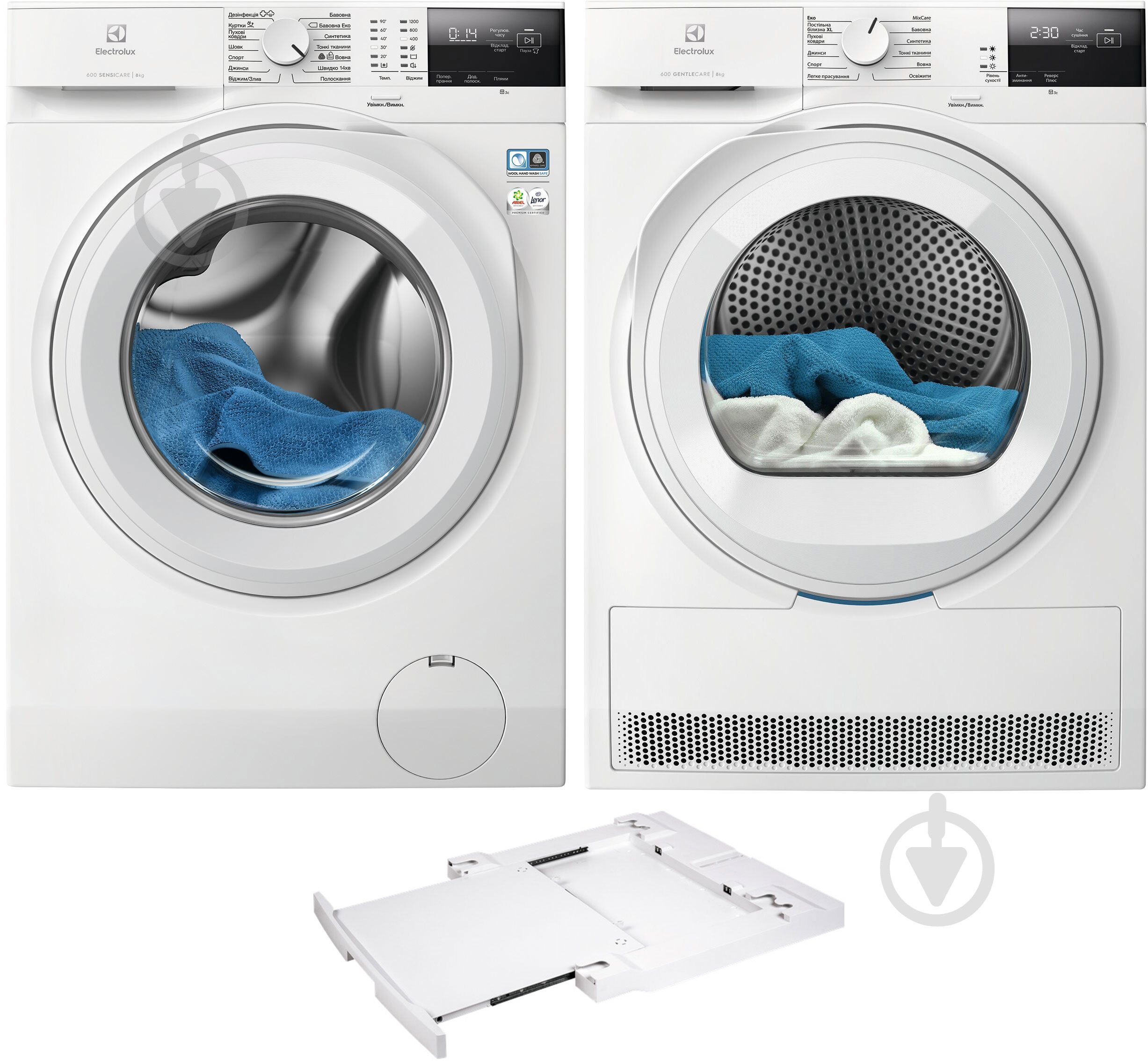 Пральна машина Electrolux EW6F2281U + сушильна машина EW6D283YU + з'єднувальна планка E1WYHSK3 - фото 1