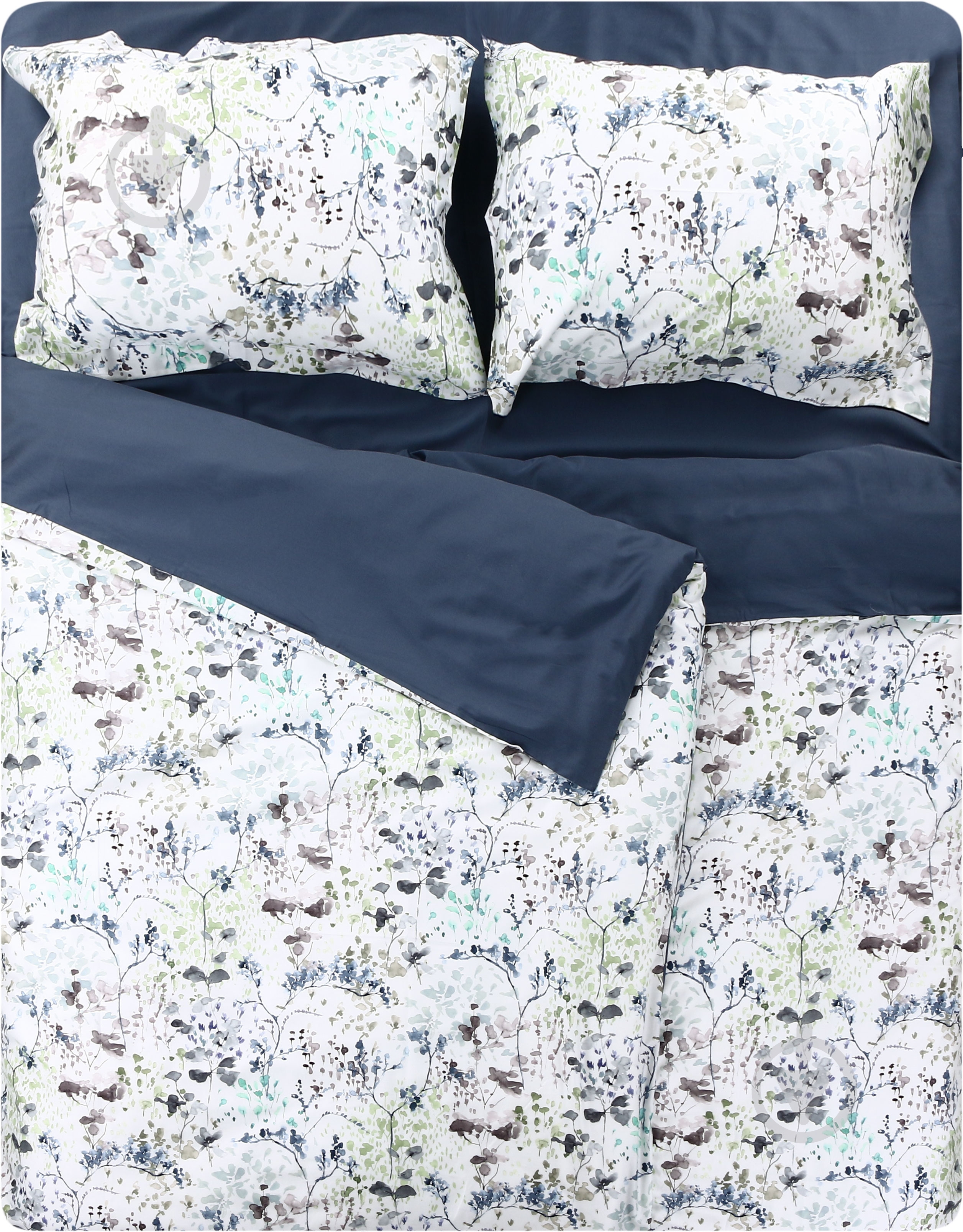 Комплект постельного белья Silky poems семейный синий с белым Decoflux - фото 1