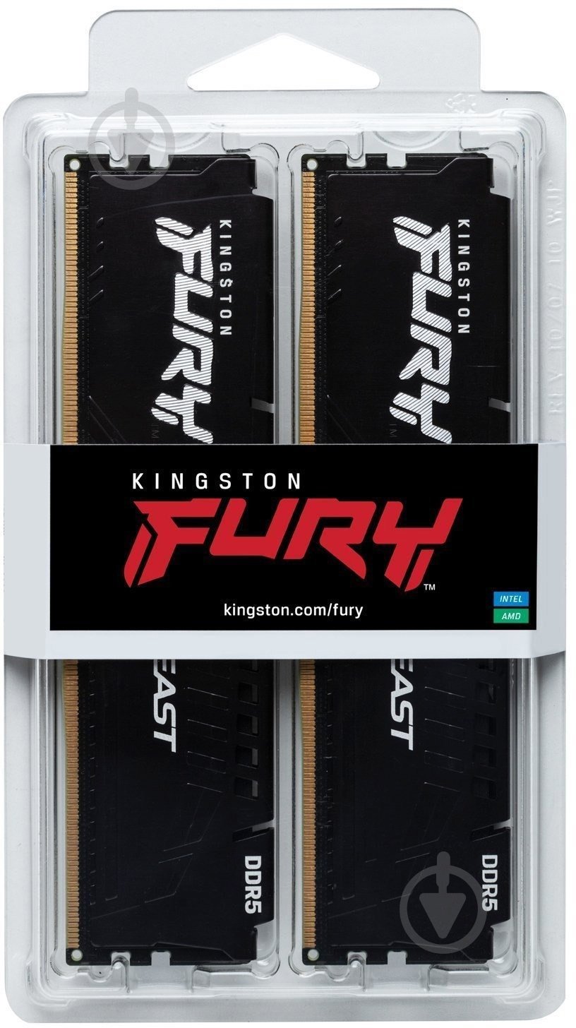 Оперативная память Kingston DDR5 SDRAM 32 GB (2x16GB) 6000 MHz (KF560C36BBE2K2-32) Fury Beast Black - фото 2 Оперативная память Kingston DDR5 SDRAM 32 GB (2x16GB) 6000 MHz (KF560C36BBE2K2-32) Fury Beast Black - фото 2