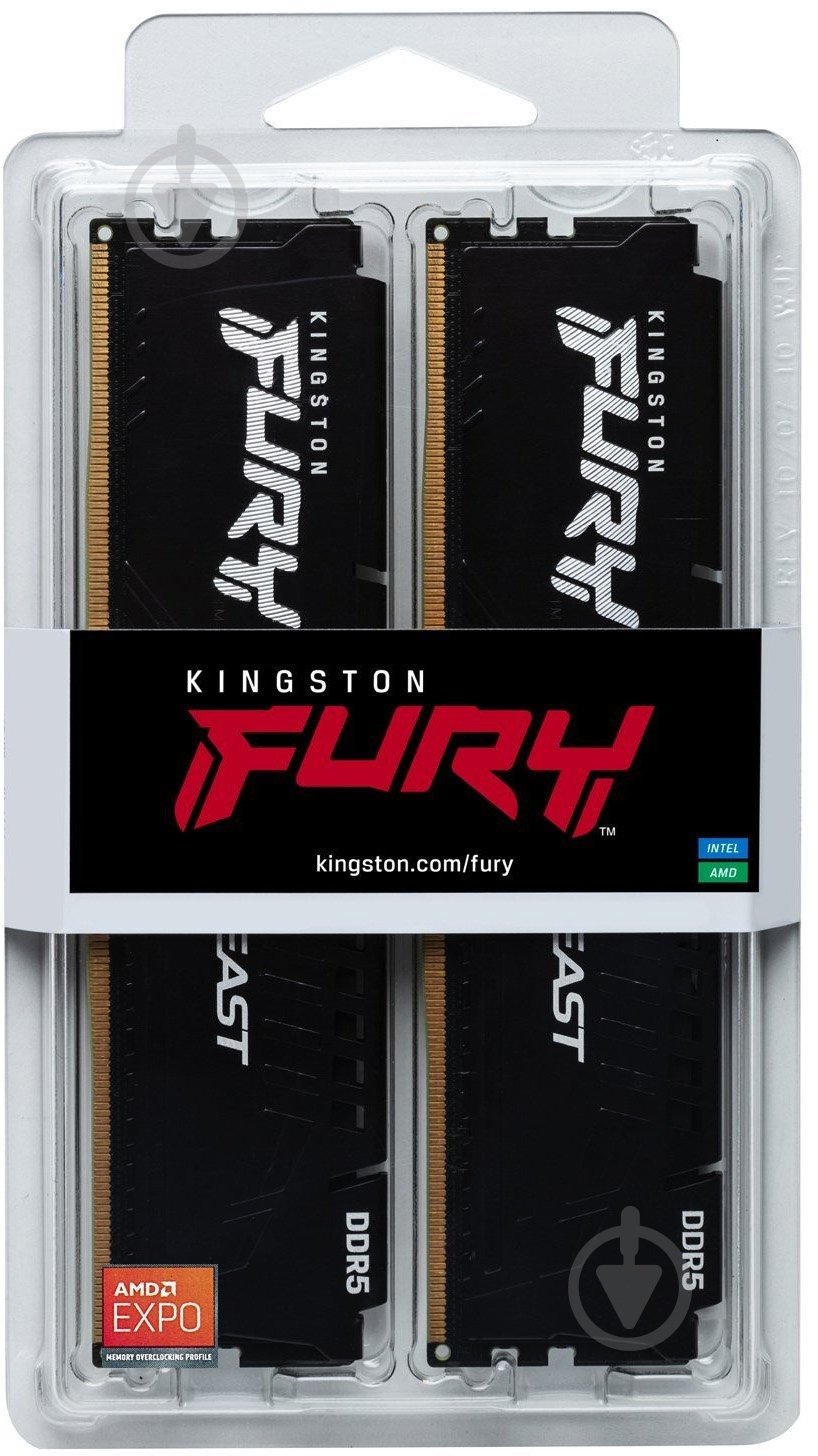 Оперативная память Kingston DDR5 SDRAM 32 GB (2x16GB) 6000 MHz (KF560C30BBK2-32) Fury Beast Black - фото 5 Оперативная память Kingston DDR5 SDRAM 32 GB (2x16GB) 6000 MHz (KF560C30BBK2-32) Fury Beast Black - фото 5