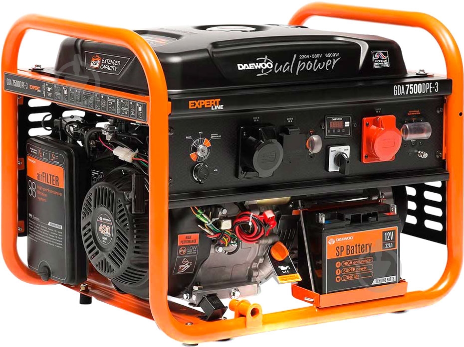 Генератор бензиновий Daewoo 6 кВт / 6,5 кВт 380 В GDA 7500DPE-3 - фото 1