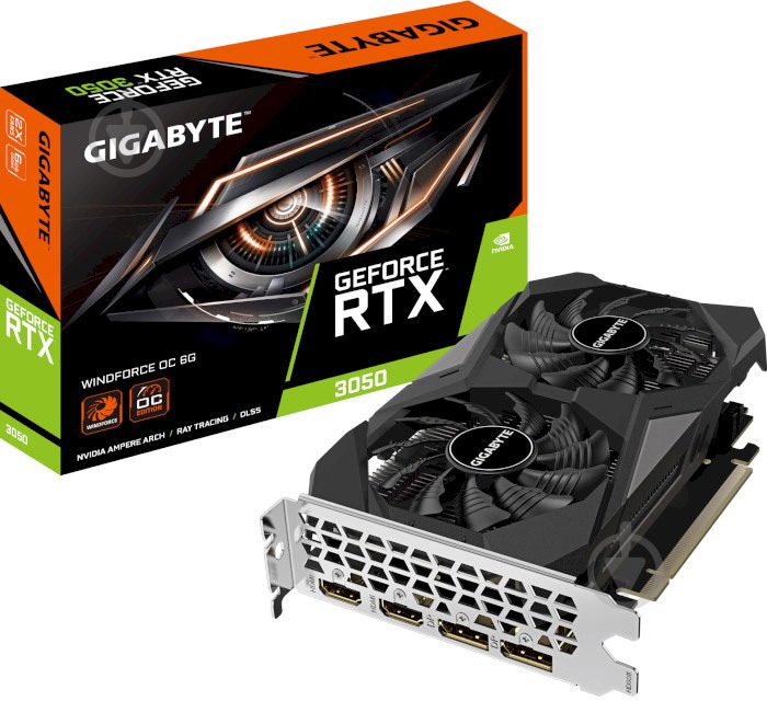Відеокарта Gigabyte GeForce RTX 3050 WindForce OC 6GB GDDR6 96bit (GV-N3050WF2OC-6GD) - фото 1 Відеокарта Gigabyte GeForce RTX 3050 WindForce OC 6GB GDDR6 96bit (GV-N3050WF2OC-6GD) - фото 1