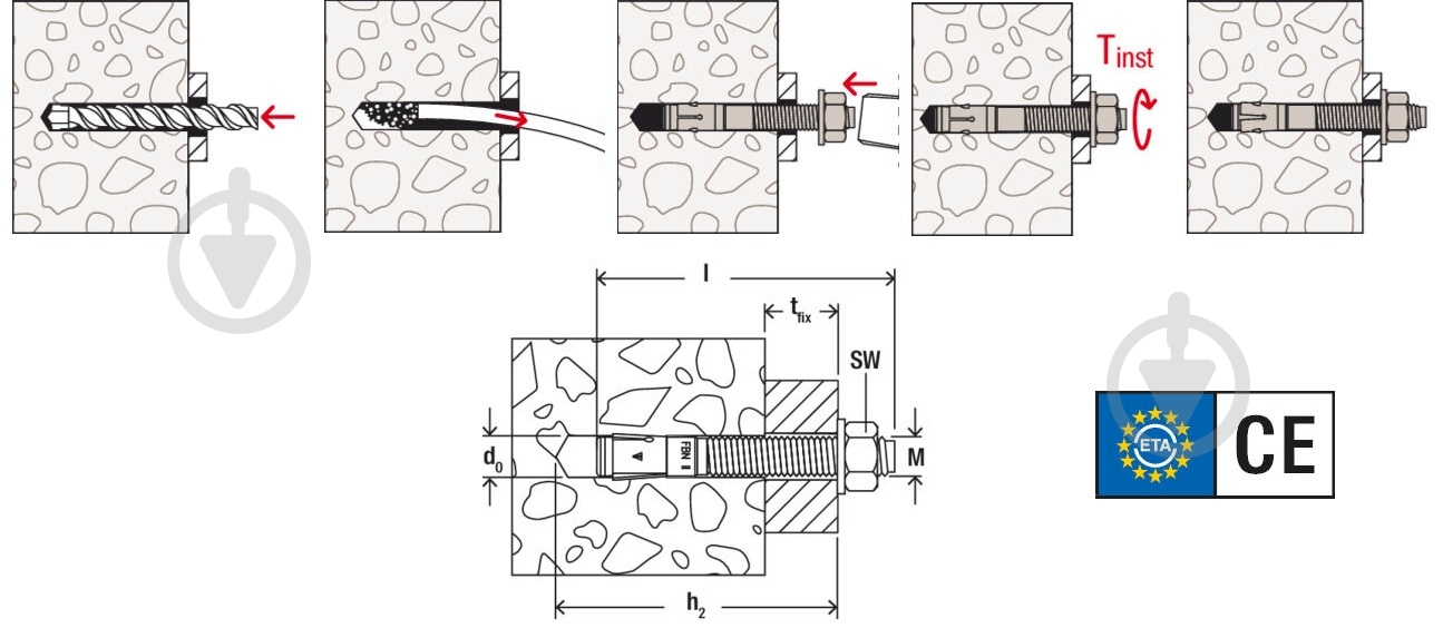 Анкерний болт fischer FBN II 8/10 8x71 мм 40664 - фото 5 Анкерний болт fischer FBN II 8/10 8x71 мм 40664 - фото 5