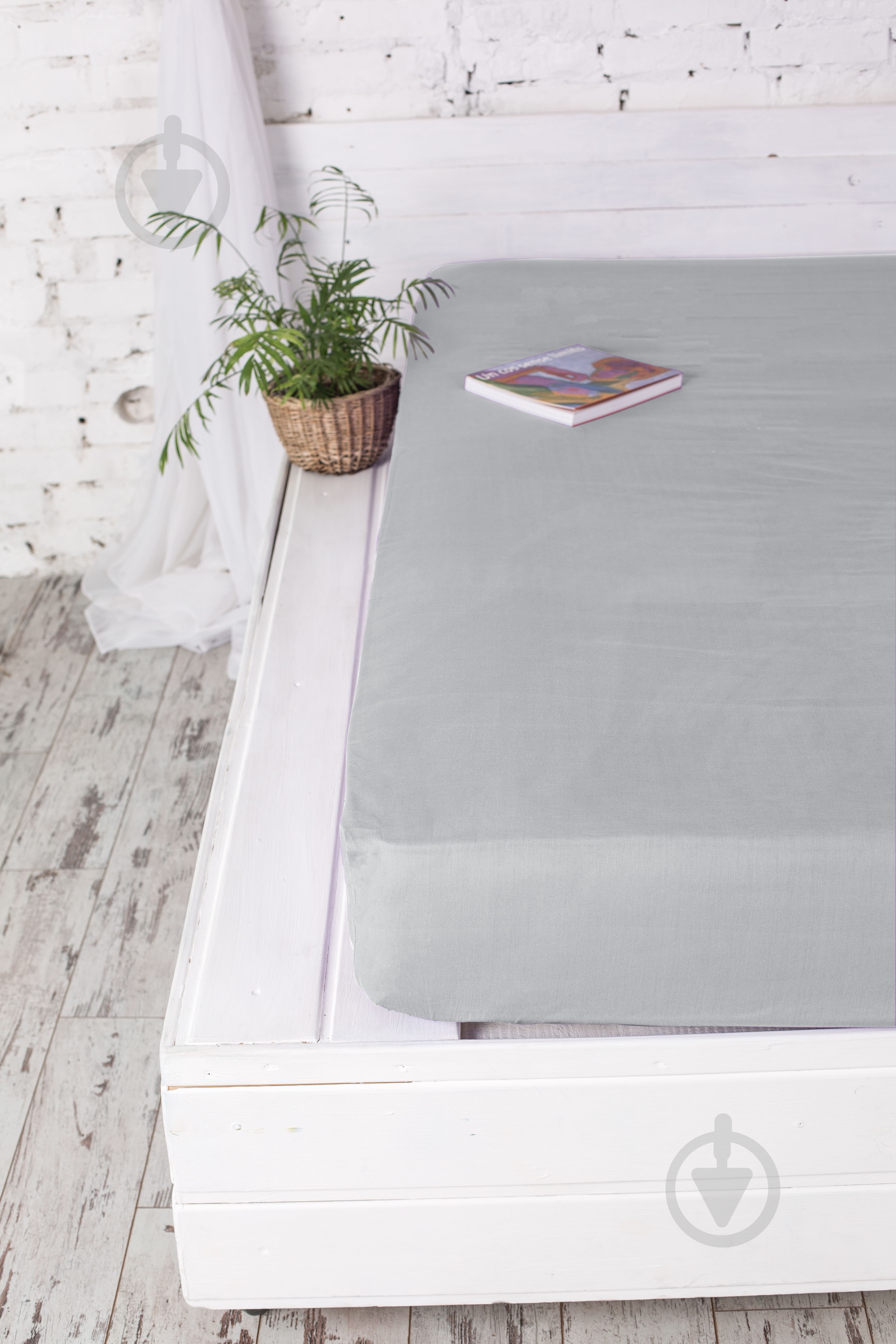 Простынь на резинке 90x200 см серый Ecotton - фото 1 Простынь на резинке 90x200 см серый Ecotton - фото 1