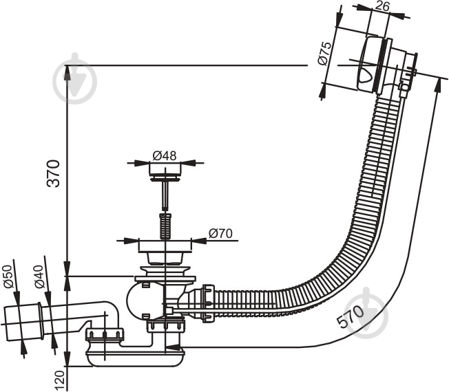 Сифон для ванни Koller Pool комплект хромований A51CR - фото 2
